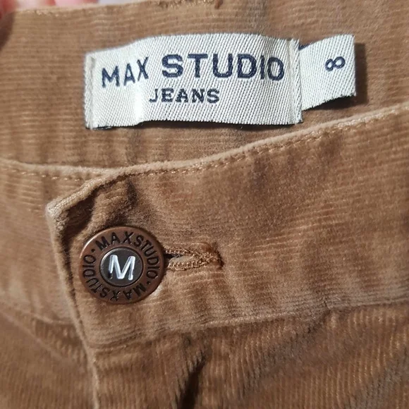 Max Studio Lace Up Brown Corduroy Pants Midrise Bootcut Flare - Picture 9 of 12